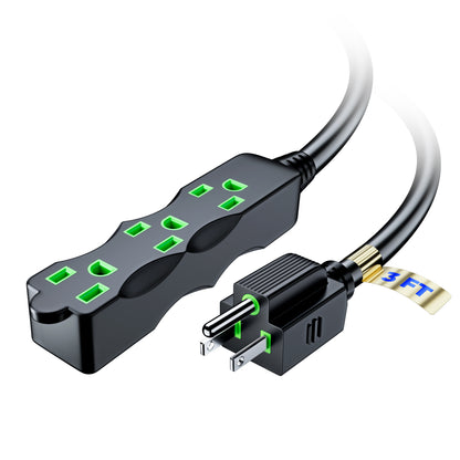 Maximm Extension Cord with Multiple Outlets (3 Outlets), Outlet Extender with Indoor/Outdoor SJTW Wire, Multi Plug Outlet 125V, 3 Prong Extension Cord, ETL Listed