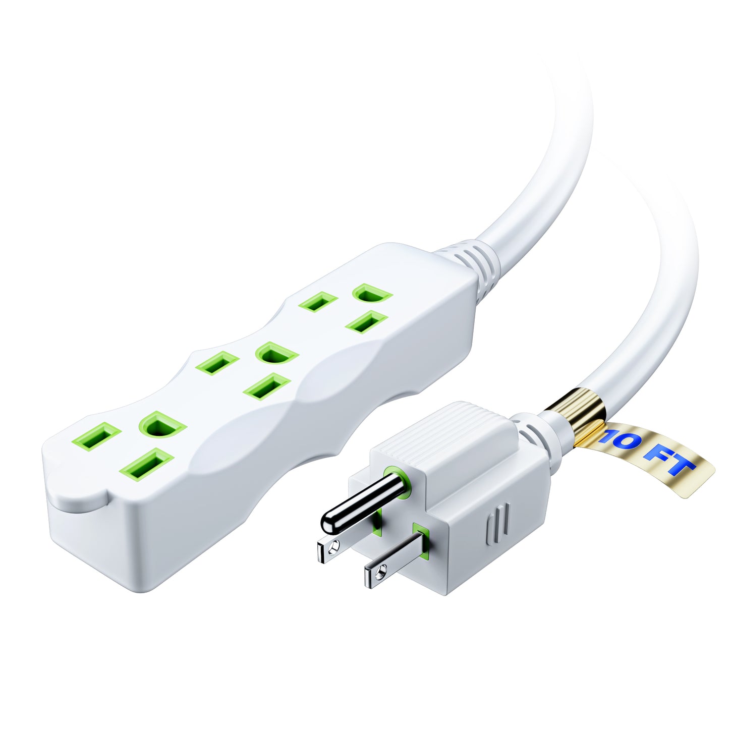 Maximm Extension Cord with Multiple Outlets (3 Outlets), Outlet Extender with Indoor/Outdoor SJTW Wire, Multi Plug Outlet 125V, 3 Prong Extension Cord, ETL Listed
