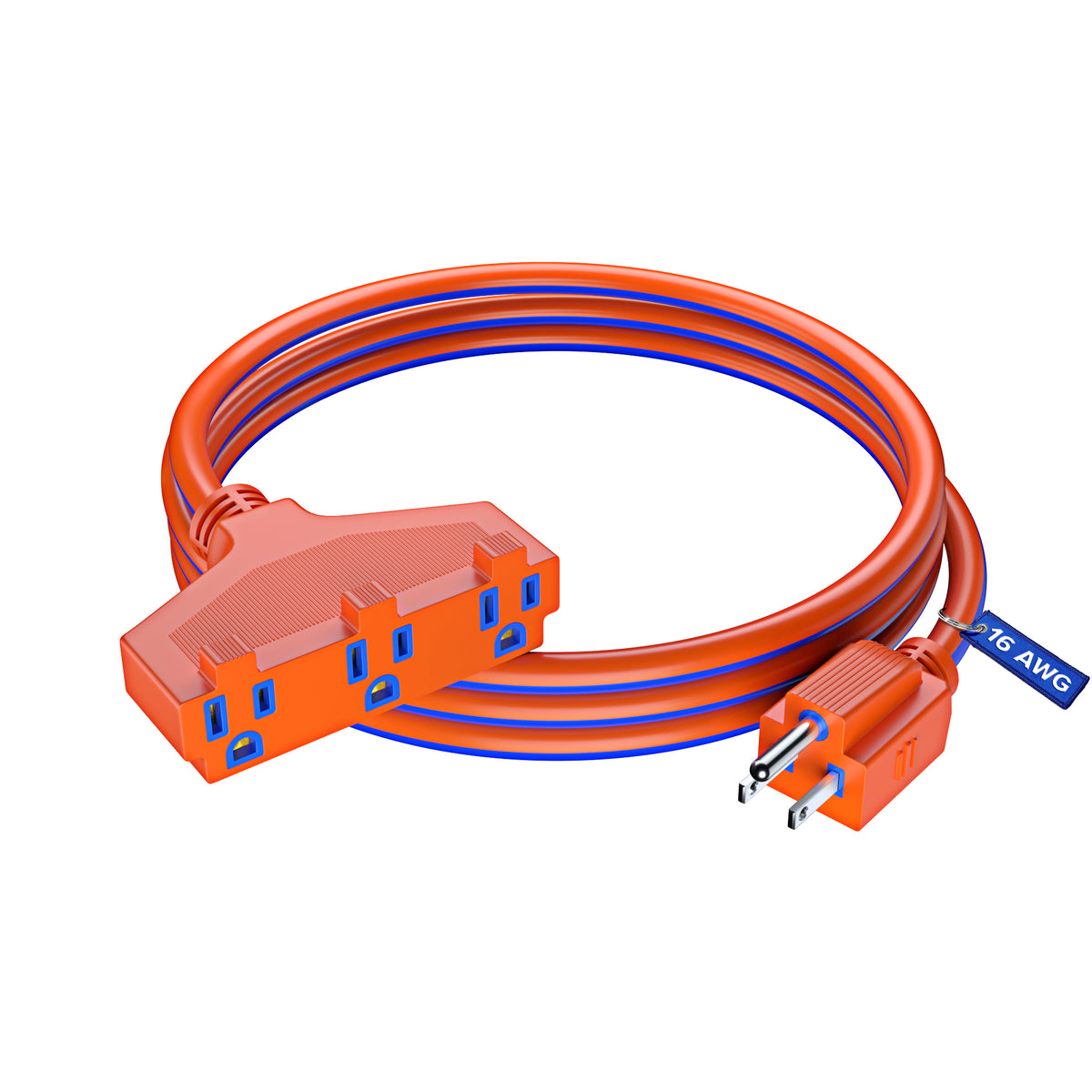 3-Outlet Extension Cord 16 Gauge - Two-tone