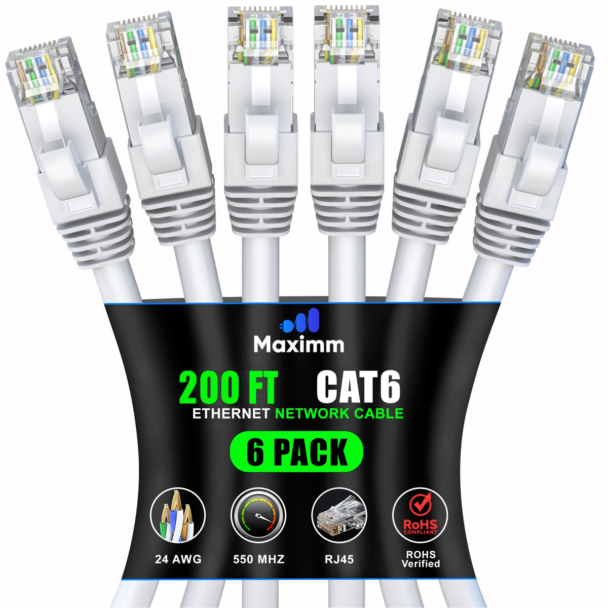 6-Pack - Cat 6 Ethernet Cable CCA