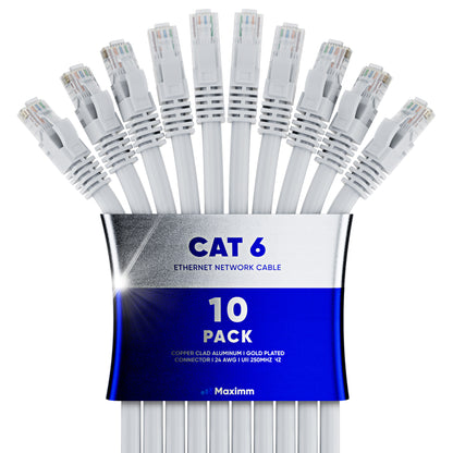10-Pack - Long Length - Cat6 Ethernet Cable CCA