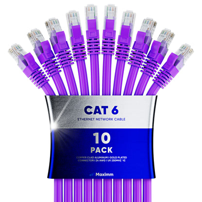 10-Pack - Long Length - Cat6 Ethernet Cable CCA