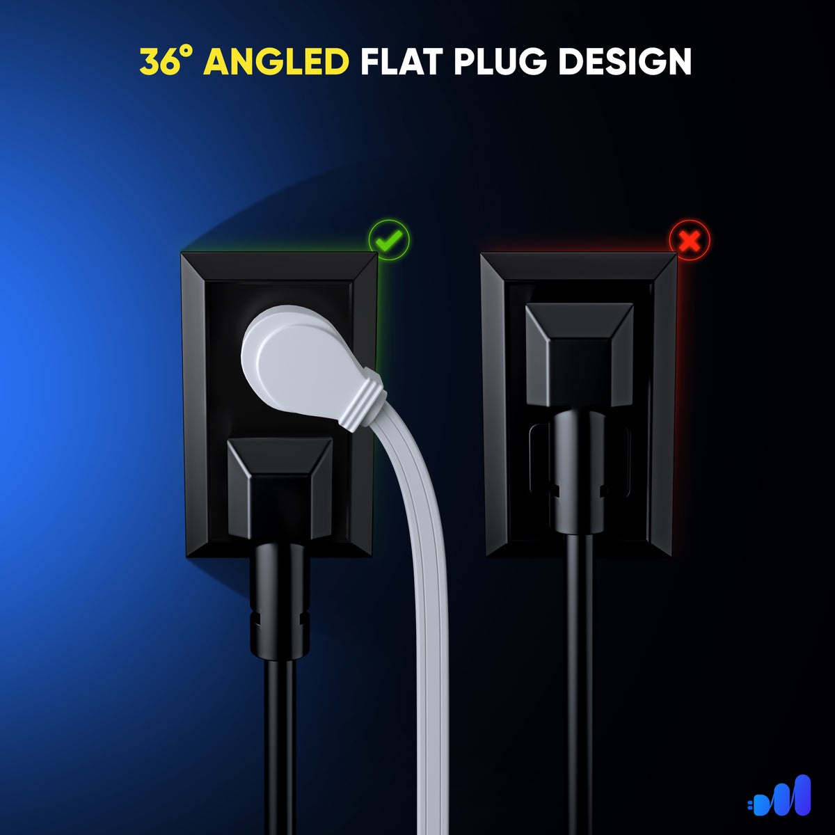 1-Outlet Angled Plug Flat Extension Cord