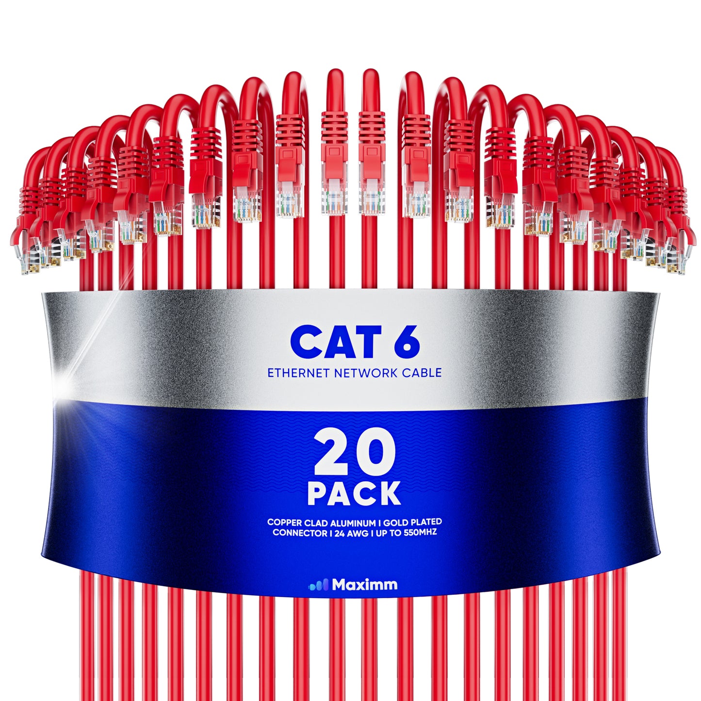 20-Pack - Long Length - Cat6 Ethernet Cable CCA