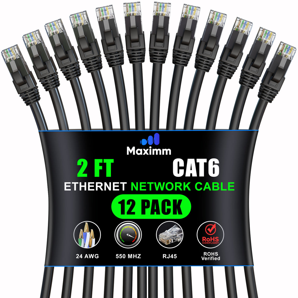 12-Pack - Cat 6 Ethernet Cable CCA