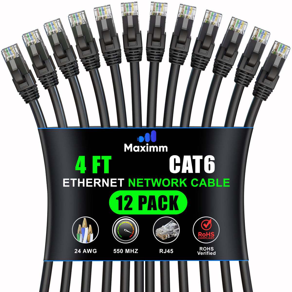 12-Pack - Cat 6 Ethernet Cable CCA
