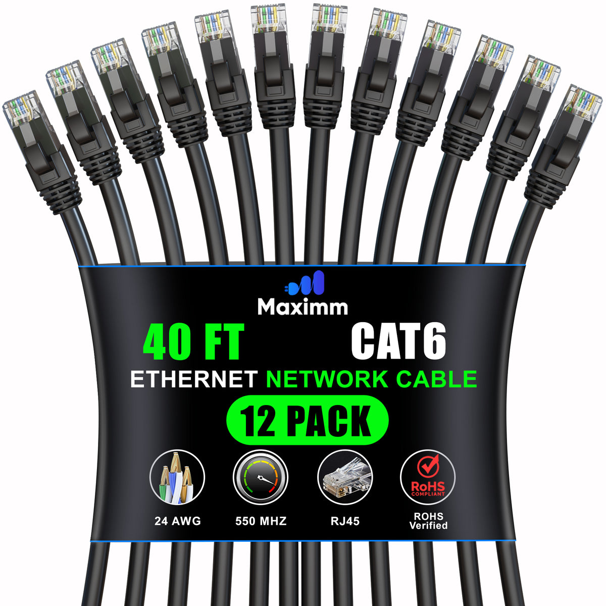 12-Pack - Cat 6 Ethernet Cable CCA