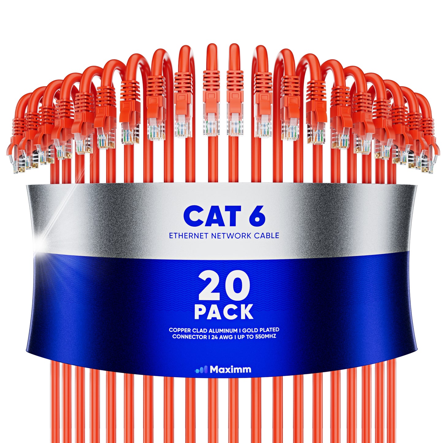 20-Pack - Long Length - Cat6 Ethernet Cable CCA