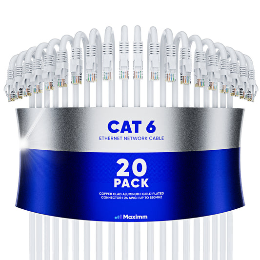 20-Pack - Long Length - Cat6 Ethernet Cable CCA