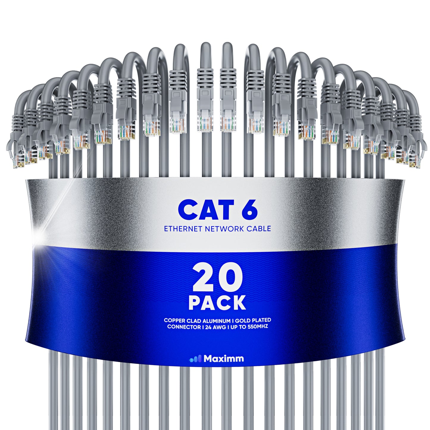 20-Pack - Long Length - Cat6 Ethernet Cable CCA