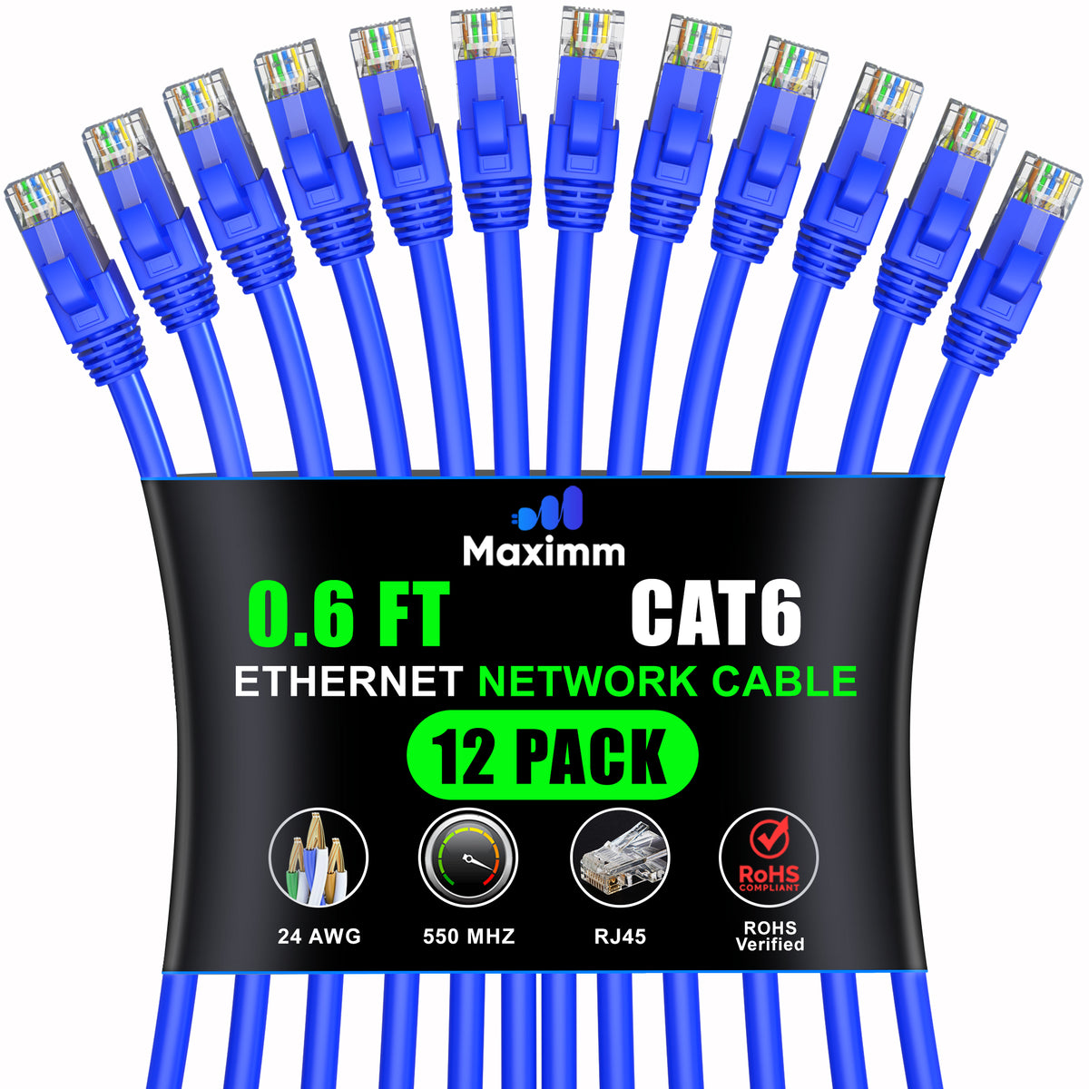 12-Pack - Cat 6 Ethernet Cable CCA