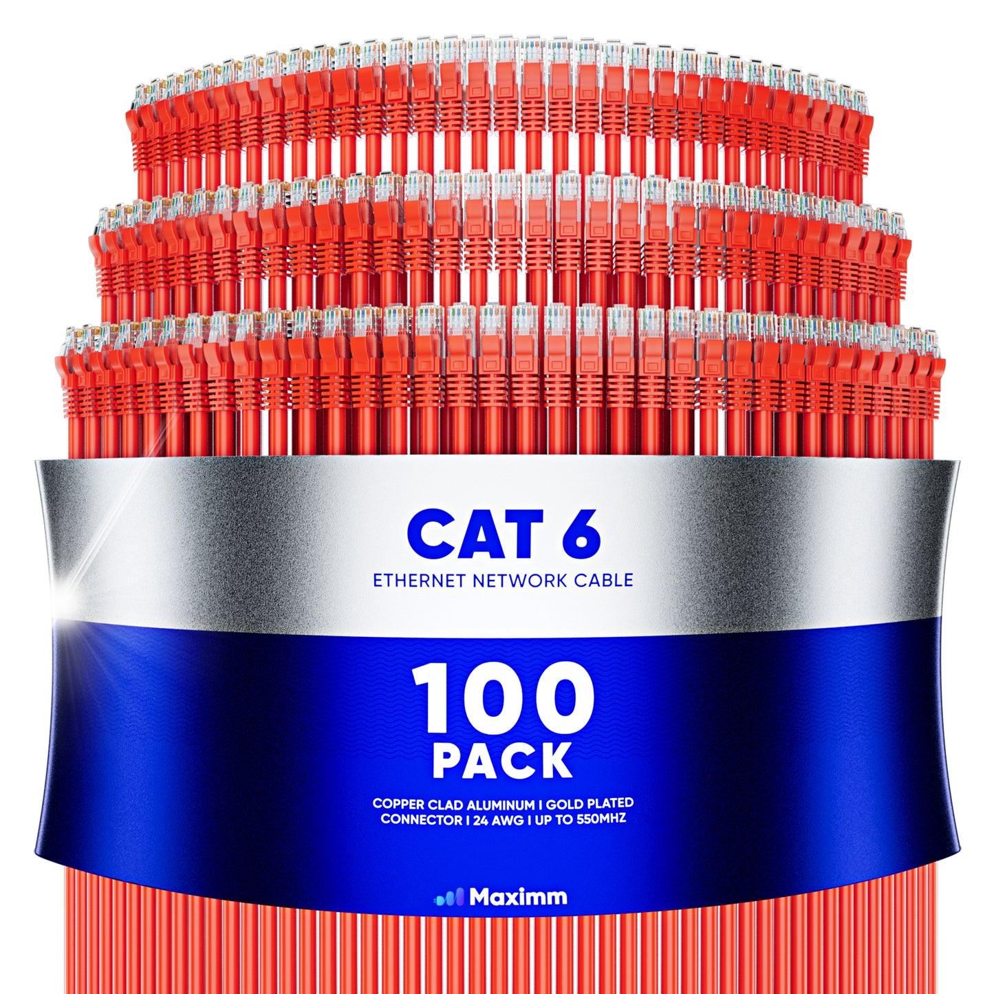 100-Pack - Long Length - Cat6 Ethernet Cable CCA