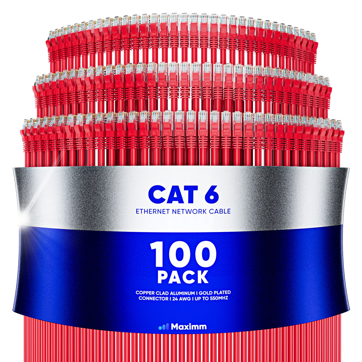 100-Pack - Long Length - Cat6 Ethernet Cable CCA