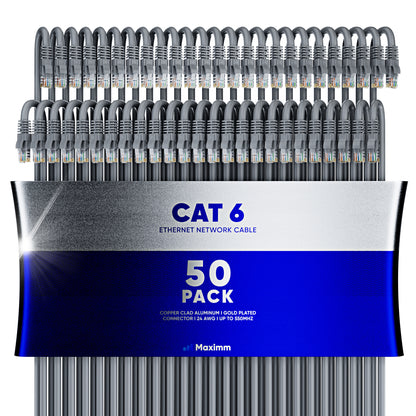 50-Pack - Long Length - Cat6 Ethernet Cable CCA - Gray / 200FT