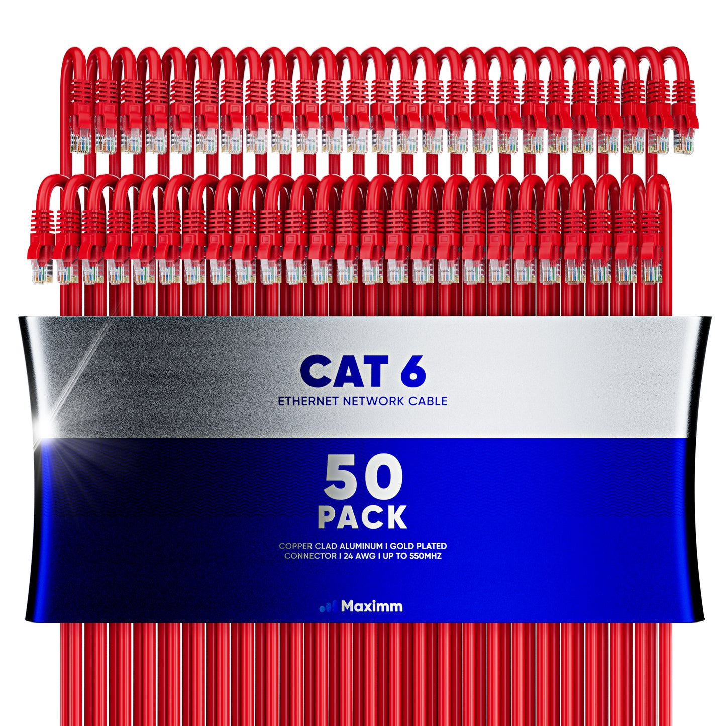 50-Pack - Long Length - Cat6 Ethernet Cable CCA