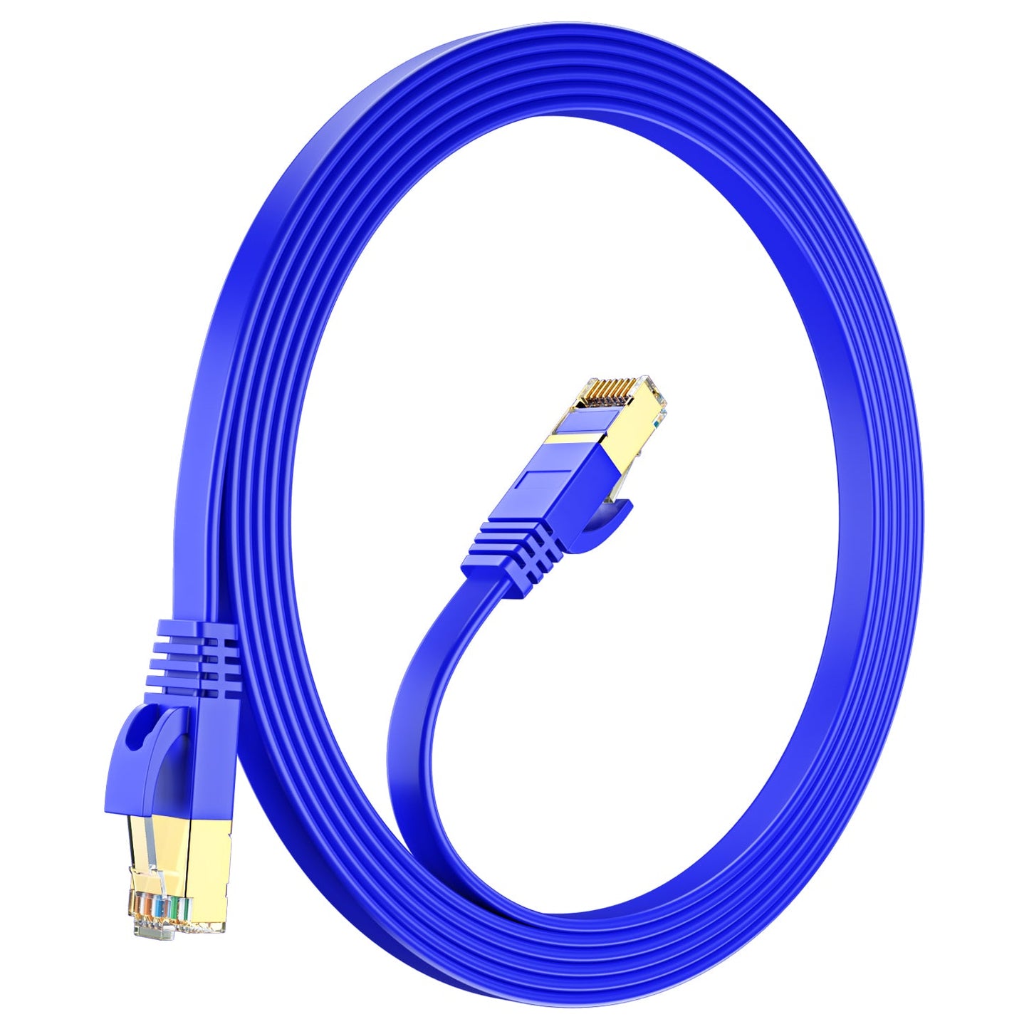 Maximm Cable Cat7 Flat Ethernet Cable, 10 Gbps, 600 MHz, Shielded RJ45 Gold Connectors Ultra-Thin Flexible Design for Home & Office Networking