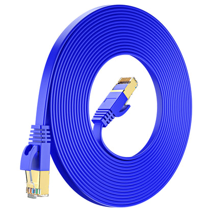 Maximm Cable Cat7 Flat Ethernet Cable, 10 Gbps, 600 MHz, Shielded RJ45 Gold Connectors Ultra-Thin Flexible Design for Home & Office Networking
