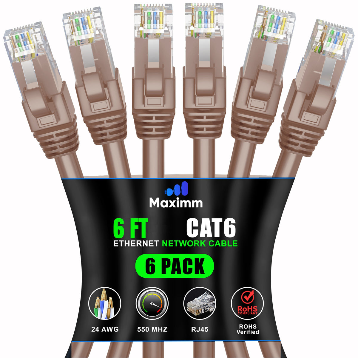 6-Pack - Cat 6 Ethernet Cable CCA