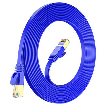 Maximm Cable Cat7 Flat Ethernet Cable, 10 Gbps, 600 MHz, Shielded RJ45 Gold Connectors Ultra-Thin Flexible Design for Home & Office Networking