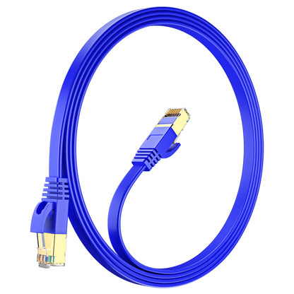 Maximm Cable Cat7 Flat Ethernet Cable, 10 Gbps, 600 MHz, Shielded RJ45 Gold Connectors Ultra-Thin Flexible Design for Home & Office Networking
