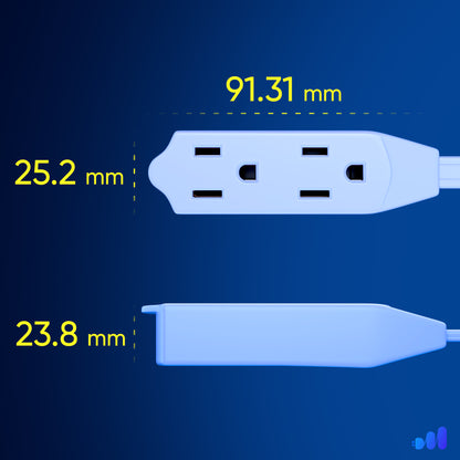 Maximm Cable 360° Rotating Flat Plug Extension Cord, 16 AWG 3 Outlet, 25 Pack