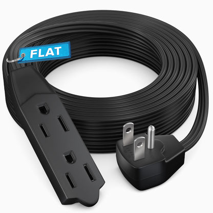 Maximm Flat Plug Extension Cord UL Certified 16 Gauge, 125V, 13 Amps, 1625 Watts Grounded 3-Prong Cord