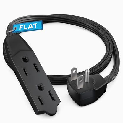 Maximm Flat Plug Extension Cord UL Certified 16 Gauge, 125V, 13 Amps, 1625 Watts Grounded 3-Prong Cord