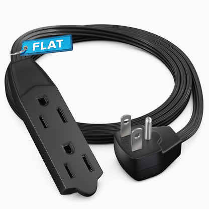Maximm Flat Plug Extension Cord UL Certified 16 Gauge, 125V, 13 Amps, 1625 Watts Grounded 3-Prong Cord