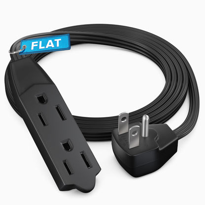 Maximm Flat Plug Extension Cord UL Certified 16 Gauge, 125V, 13 Amps, 1625 Watts Grounded 3-Prong Cord