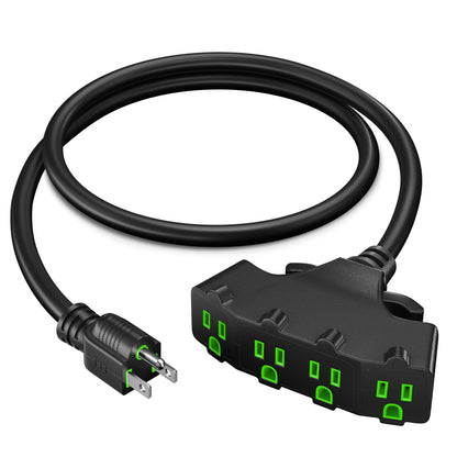 Maximm Heavy-Duty Extension Cord, Short 12/3 Gauge ETL Listed, 4-Outlet 3-Prong SJTW Power Cord, Indoor & Outdoor Weather-Resistant