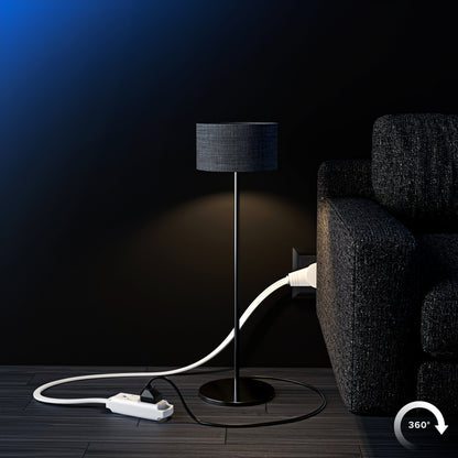 Maximm 360 Degree Rotating Flat Extension Cord Multi 3 Outlet Power Cord Grounded 16 AWG UL Certified (White)