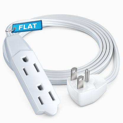 Maximm Flat Plug Extension Cord UL Certified 16 Gauge, 125V, 13 Amps, 1625 Watts Grounded 3-Prong Cord