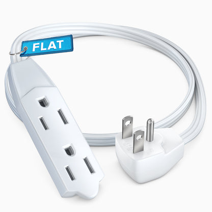 Maximm Flat Plug Extension Cord UL Certified 16 Gauge, 125V, 13 Amps, 1625 Watts Grounded 3-Prong Cord