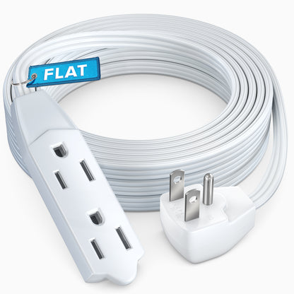 Maximm Flat Plug Extension Cord UL Certified 16 Gauge, 125V, 13 Amps, 1625 Watts Grounded 3-Prong Cord