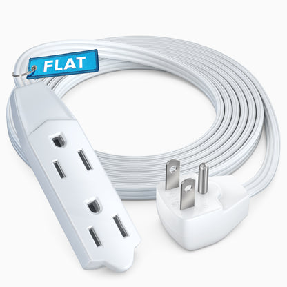 Maximm Flat Plug Extension Cord UL Certified 16 Gauge, 125V, 13 Amps, 1625 Watts Grounded 3-Prong Cord