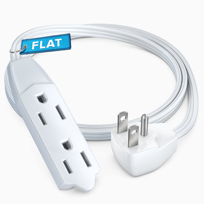 Maximm Flat Plug Extension Cord UL Certified 16 Gauge, 125V, 13 Amps, 1625 Watts Grounded 3-Prong Cord
