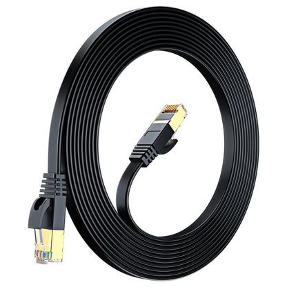 Maximm Cable Cat7 Flat Ethernet Cable, 10 Gbps, 600 MHz, Shielded RJ45 Gold Connectors Ultra-Thin Flexible Design for Home & Office Networking