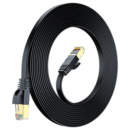 Maximm Cable Cat7 Flat Ethernet Cable, 10 Gbps, 600 MHz, Shielded RJ45 Gold Connectors Ultra-Thin Flexible Design for Home & Office Networking