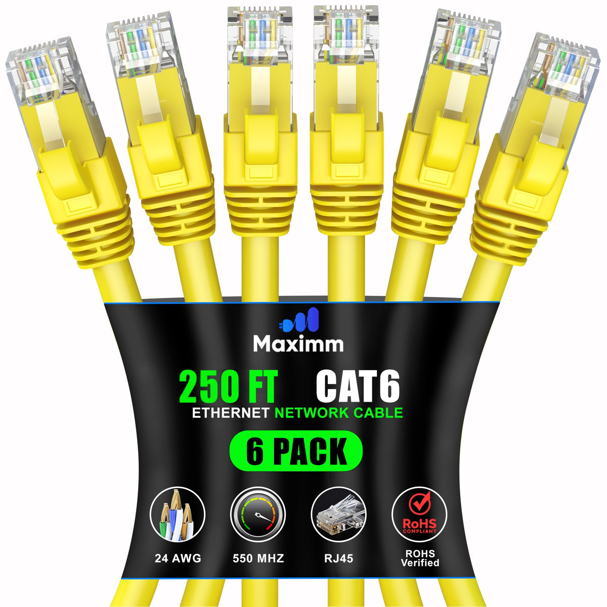 6-Pack - Cat 6 Ethernet Cable CCA