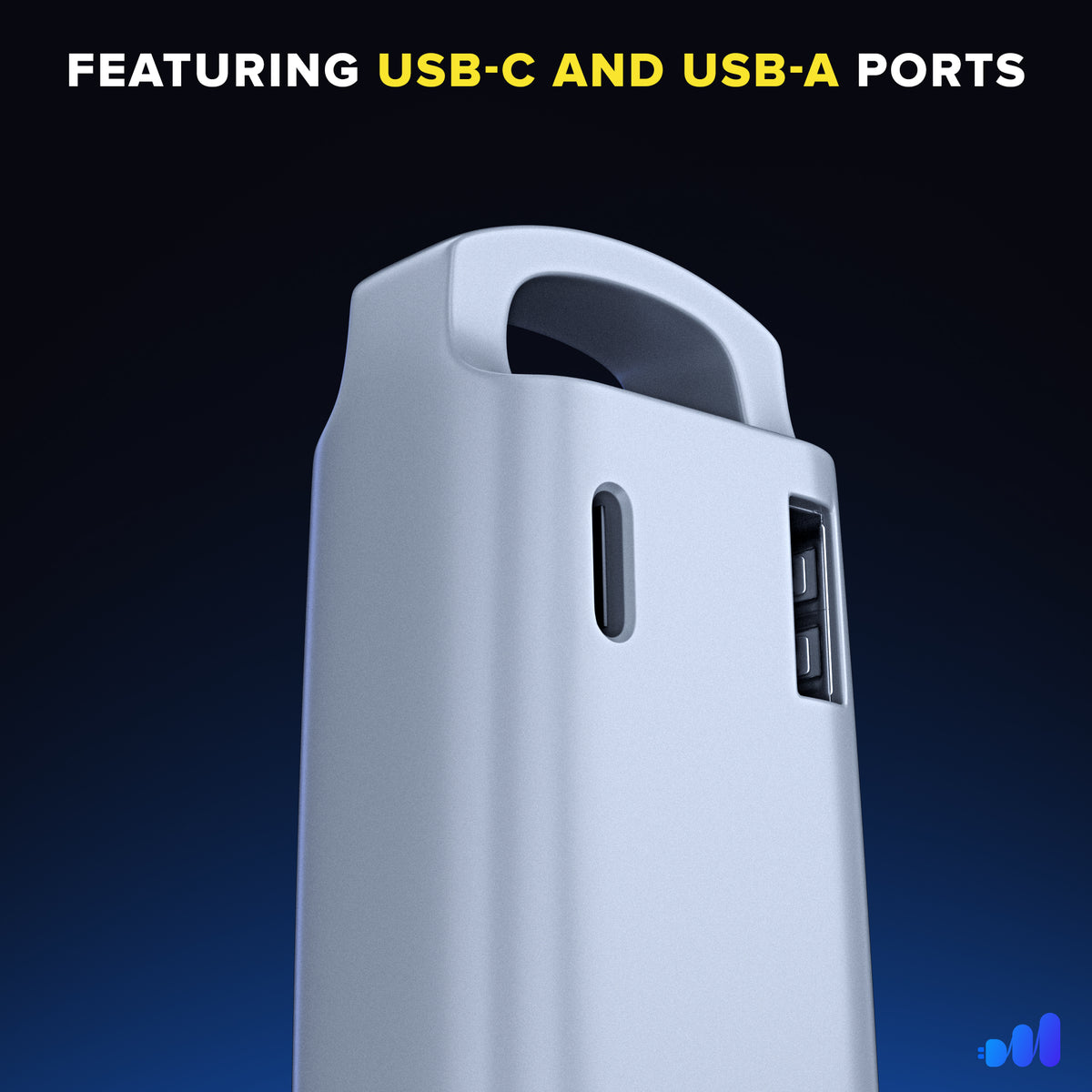 3-Outlet Rotating Flat Extension Cord with USB-C and USB-A 16 Gauge