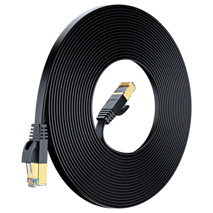 Maximm Cable Cat7 Flat Ethernet Cable, 10 Gbps, 600 MHz, Shielded RJ45 Gold Connectors Ultra-Thin Flexible Design for Home & Office Networking