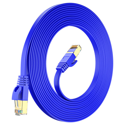 Maximm Cable Cat7 Flat Ethernet Cable, 10 Gbps, 600 MHz, Shielded RJ45 Gold Connectors Ultra-Thin Flexible Design for Home & Office Networking