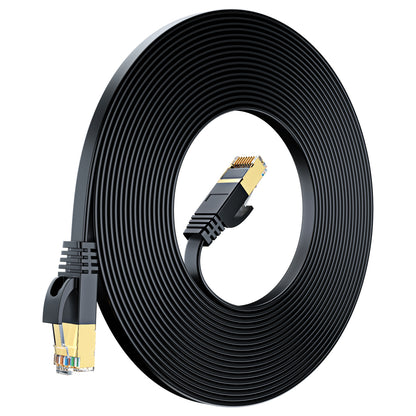 Maximm Cable Cat7 Flat Ethernet Cable, 10 Gbps, 600 MHz, Shielded RJ45 Gold Connectors Ultra-Thin Flexible Design for Home & Office Networking