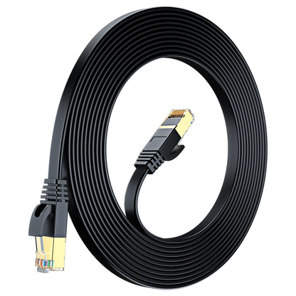 Maximm Cable Cat7 Flat Ethernet Cable, 10 Gbps, 600 MHz, Shielded RJ45 Gold Connectors Ultra-Thin Flexible Design for Home & Office Networking