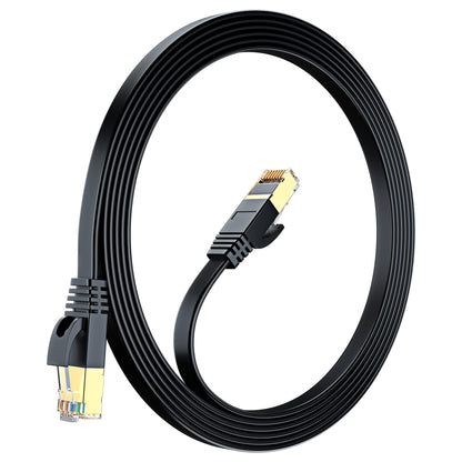 Maximm Cable Cat7 Flat Ethernet Cable, 10 Gbps, 600 MHz, Shielded RJ45 Gold Connectors Ultra-Thin Flexible Design for Home & Office Networking