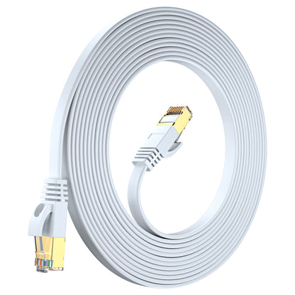 Maximm Cable Cat7 Flat Ethernet Cable, 10 Gbps, 600 MHz, Shielded RJ45 Gold Connectors Ultra-Thin Flexible Design for Home & Office Networking