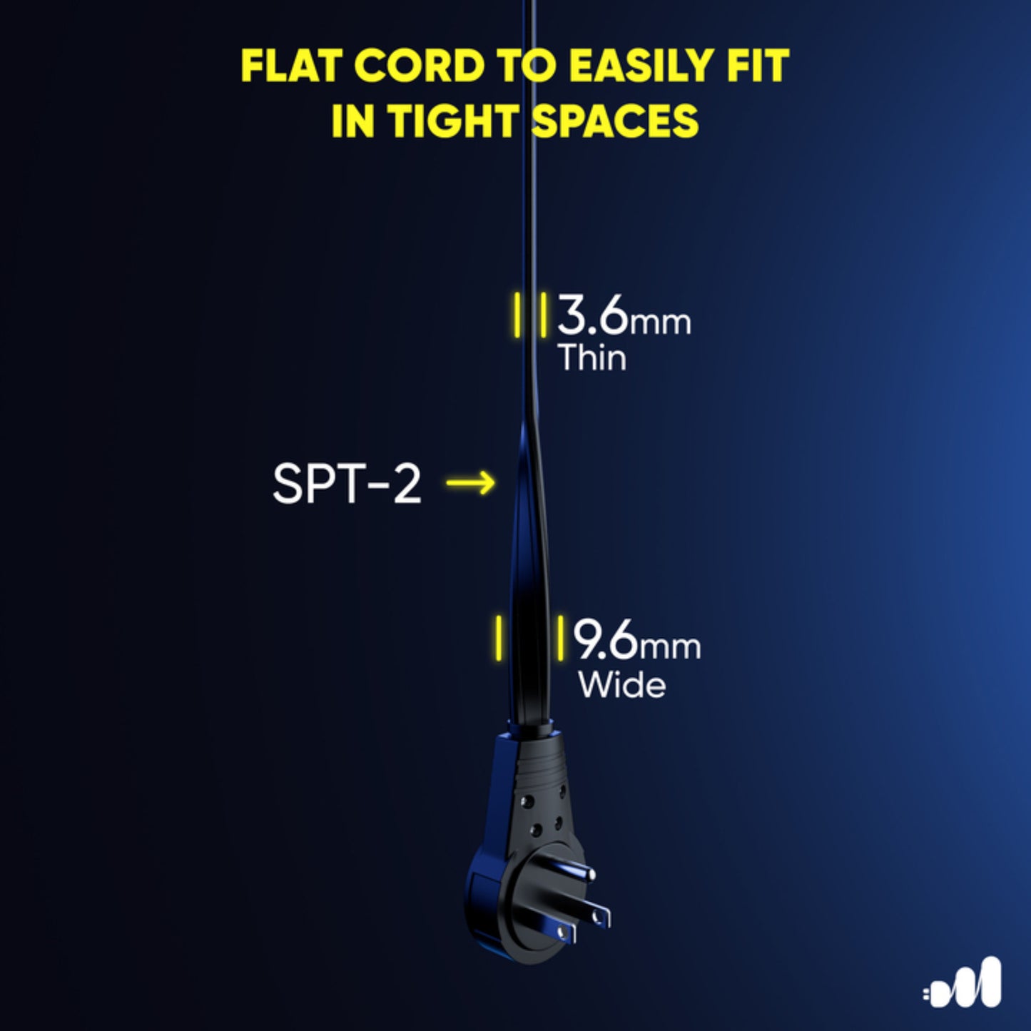 Maximm 360° Rotating Flat Plug Extension Cord Flat Wire with Slim Space-Saving Plug Design, 16 AWG