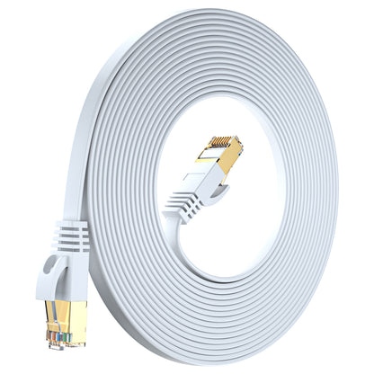 Maximm Cable Cat7 Flat Ethernet Cable, 10 Gbps, 600 MHz, Shielded RJ45 Gold Connectors Ultra-Thin Flexible Design for Home & Office Networking