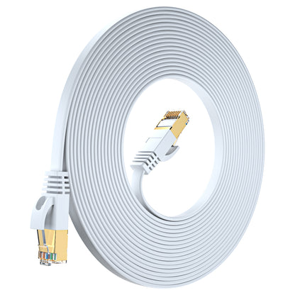 Maximm Cable Cat7 Flat Ethernet Cable, 10 Gbps, 600 MHz, Shielded RJ45 Gold Connectors Ultra-Thin Flexible Design for Home & Office Networking