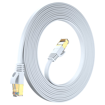 Maximm Cable Cat7 Flat Ethernet Cable, 10 Gbps, 600 MHz, Shielded RJ45 Gold Connectors Ultra-Thin Flexible Design for Home & Office Networking
